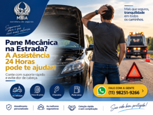 Pane mecânica na estrada e assistência 24 horas para seguro auto