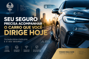 Seguro para carros modernos com tecnologia embarcada, sensores e assistentes de direção